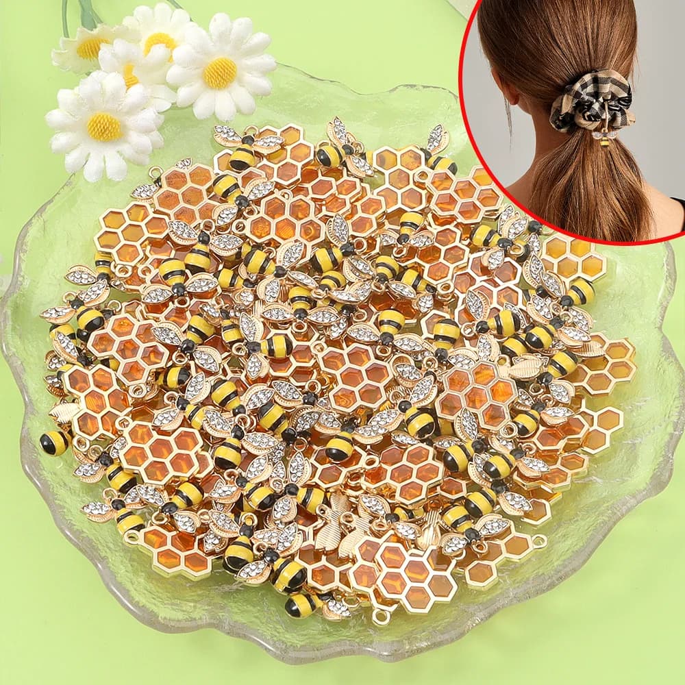 Ciondolo a forma di ape gialla da 10/20/30 pezzi, ciondolo artigianale smaltato, utilizzato per bracciali fai da te, collane, orecchini, accessori decorativi