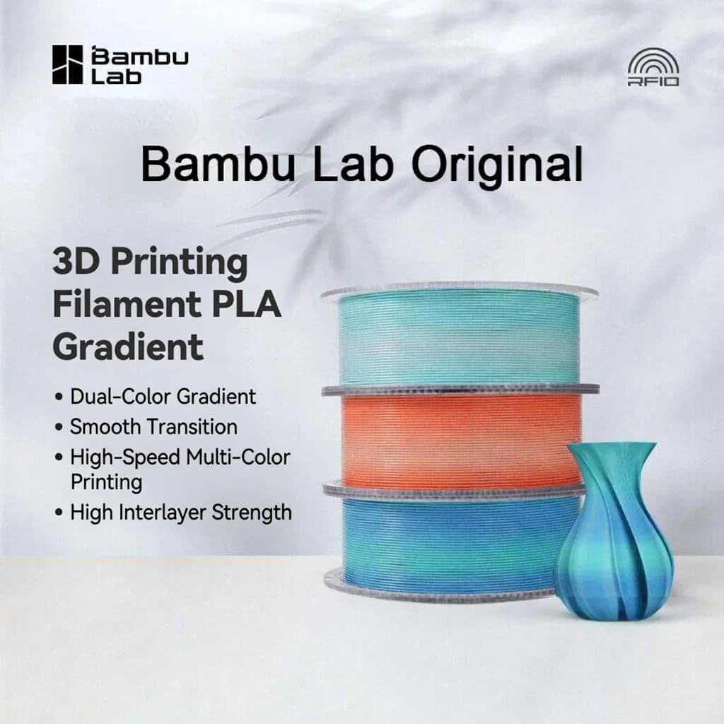 Filamento PLA-Basic Originale Bambu Lab, Gradiente Bicolore per Stampante 3D, 1KG, Materiale per Stampa Fai-da-Te, Consumabili per Macchine