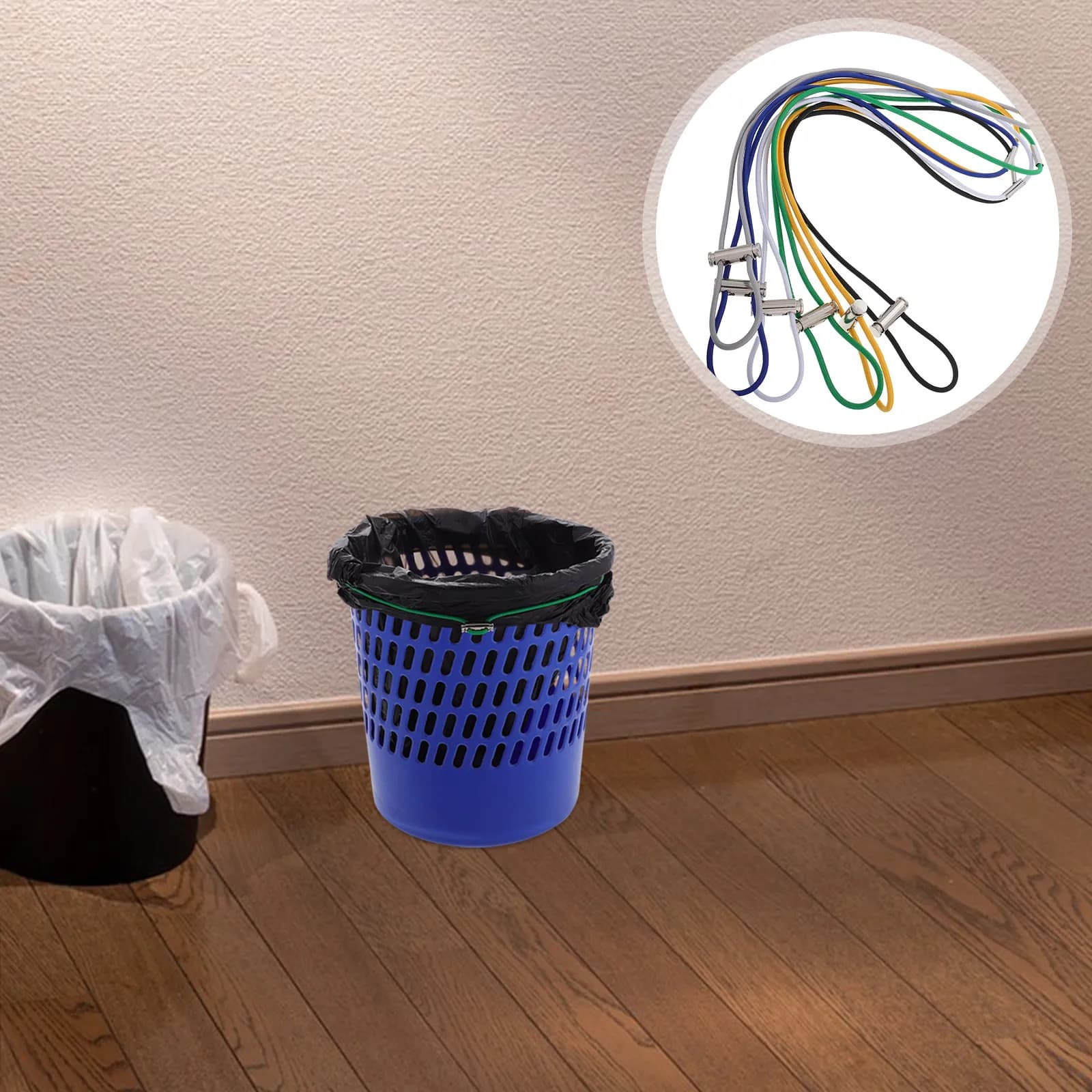 6 Pezzi di Fasce Elastiche Regolabili per Pattumiere, Finitura Opaca, Antiscivolo, Chiusure per Sacchi della Spazzatura per Casa e Ufficio