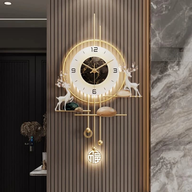 Orologio da Parete a Batteria con Luce, Design Creativo e Moderno, Pendolo Unico, Decorazione per la Stanza