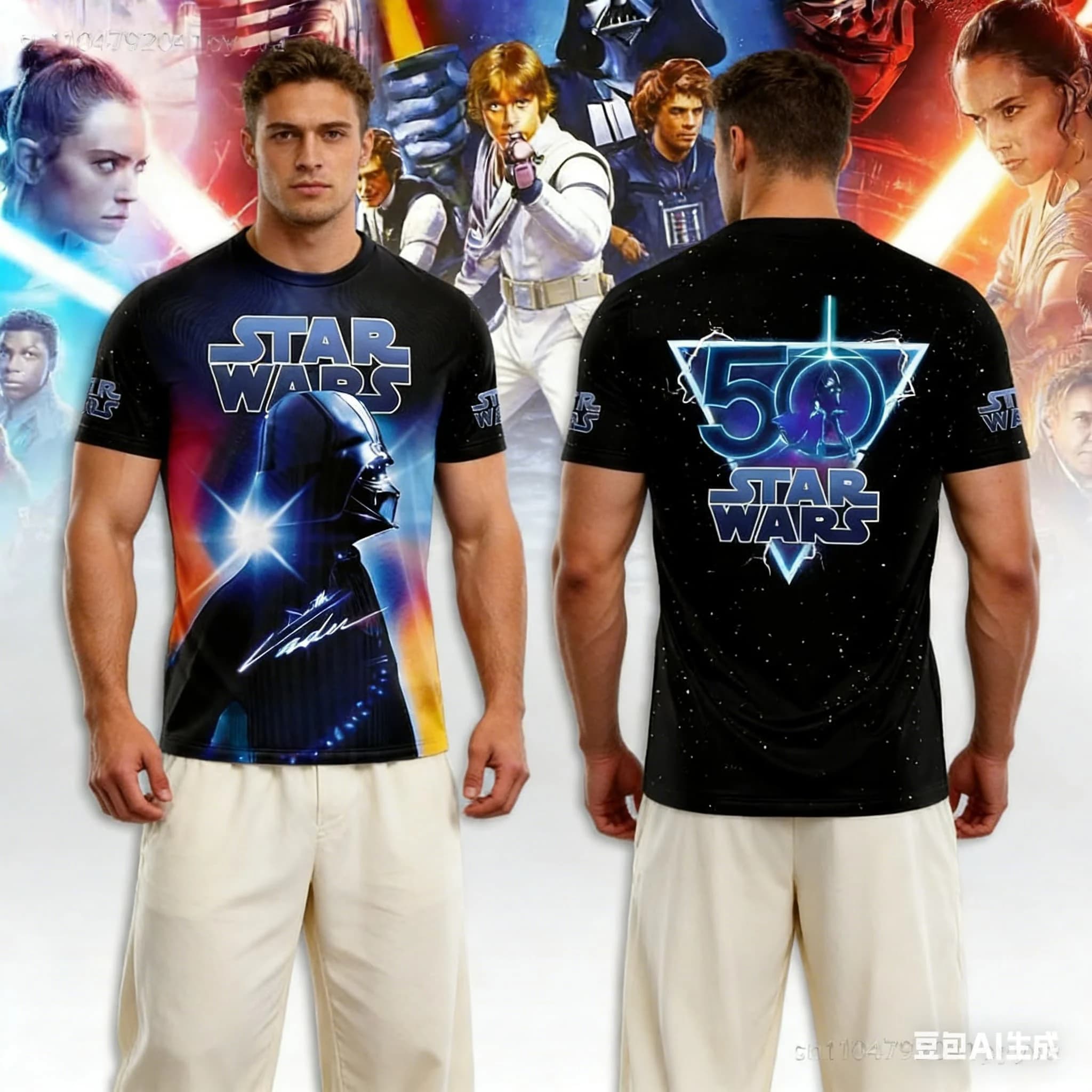 Maglietta a maniche corte 3D a tema Star Wars per bambini e adulti, T-shirt per uomo e donna, maglietta coordinata genitore-figlio
