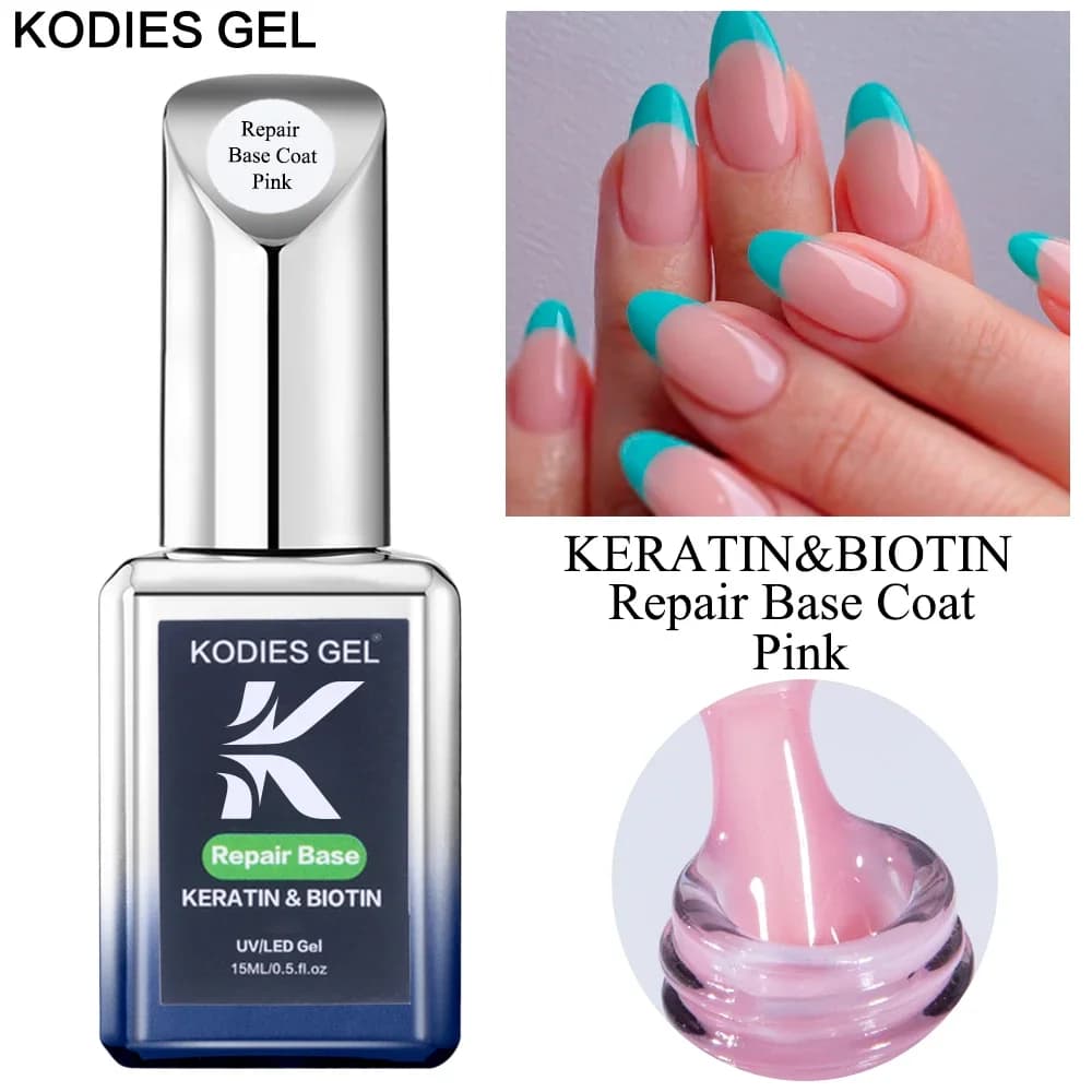 KODIES GEL Keratin Repair Base Coat Gel Nail Polish Nude Pink Biotin Nail Polishing Gel Nail Polish Permanent Primer UV Oil