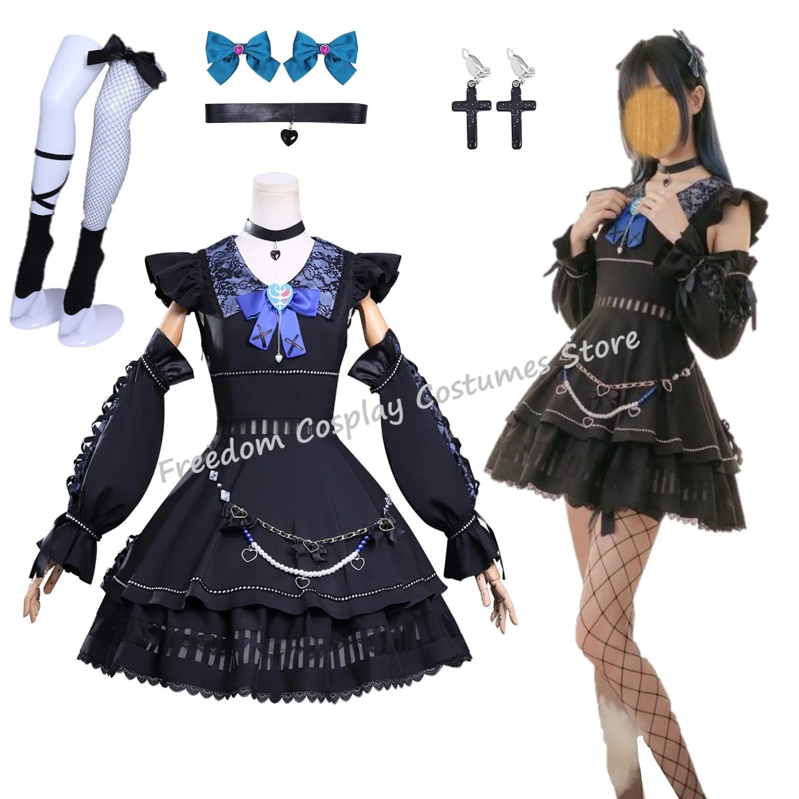 Gioco Anime Shikano Ichigo Costume Cosplay Abito Lolita nero Gonna gotica per donna Ragazza Abito da festa di carnevale di Halloween