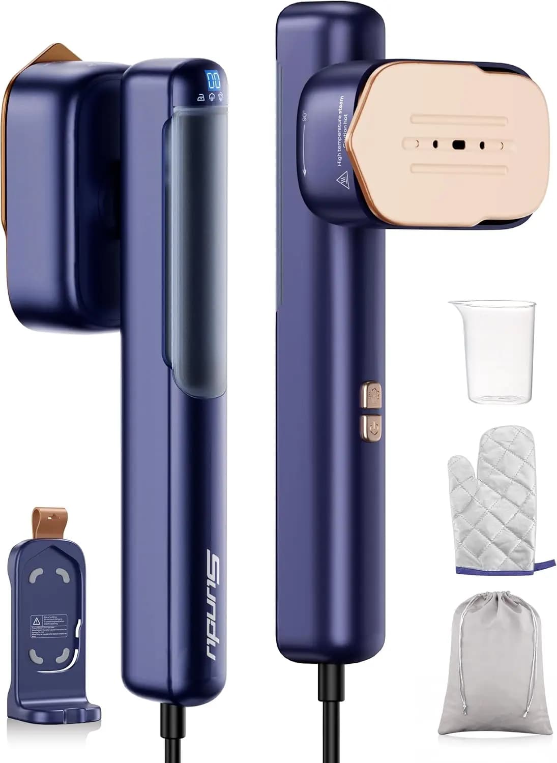 Stiratore a Vapore da Viaggio per Vestiti, 110-240V Doppia Tensione, Portatile 2-in-1 Stiratore e Ferro da Stiro, Mini Stiratore a Vapore Manuale 2 in 1