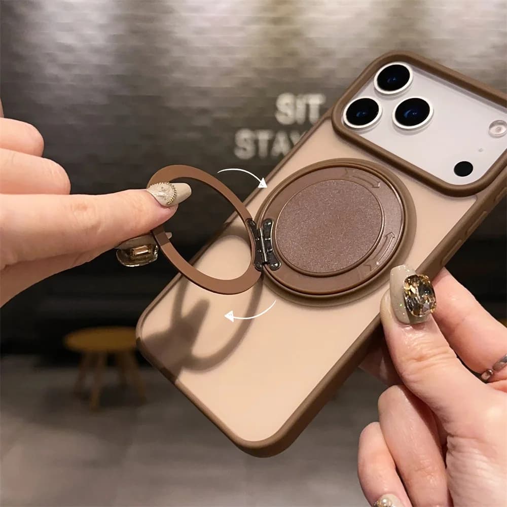 Magnetic Case 360° Swivel for iPhone Air 17 15 14 13 12 11 Pro Max Plus, Compatible with Refill Wireless MagSafe, Cover in PC Satinato
