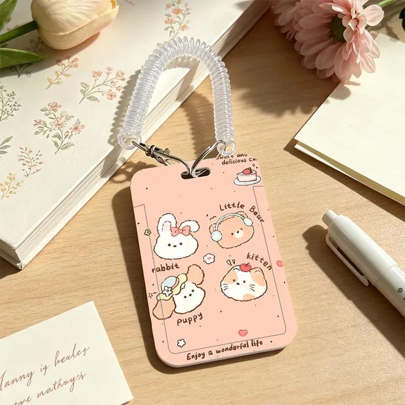 Card Protection Cover for Pendant Keychain Credential Badge Holder Student Bus/Meal Card Protection Case Kpop Photocard Holder