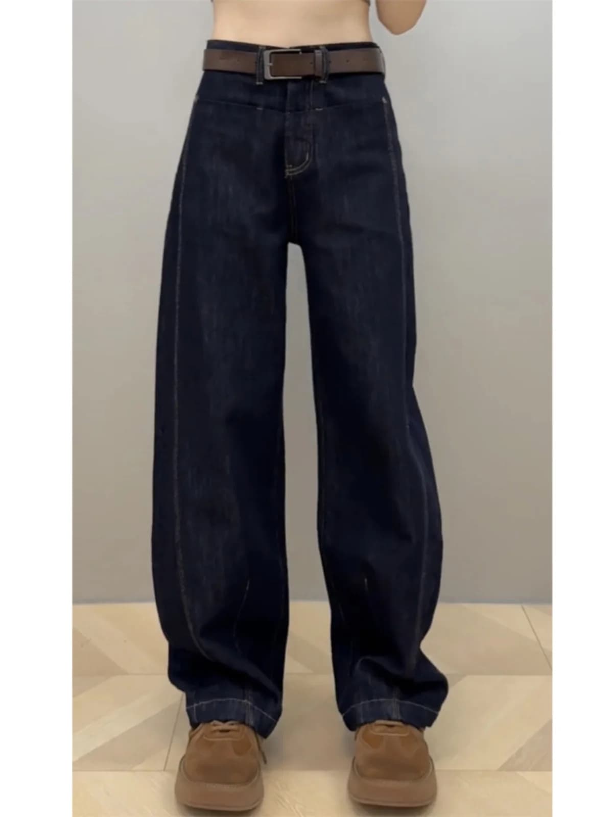 Jeans a Gamba Larga Taglie Forti da Donna, Modello Carrot, in Denim, Vita Alta, Lunghezza Lunga, Resistenti all'Usura, Ideali per la Stagione Autunnale