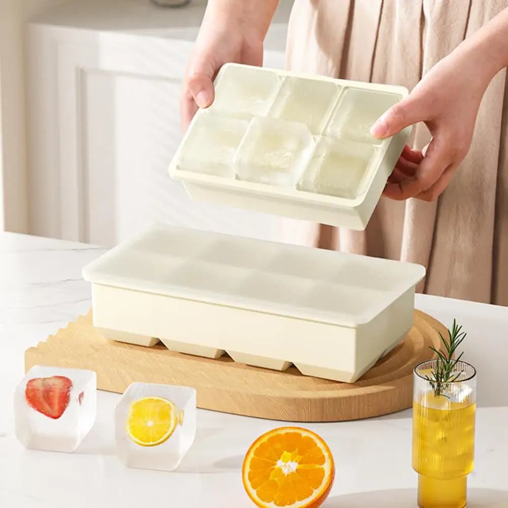Stampo per Cubetti di Ghiaccio in Silicone di Grado Alimentare, Grande, per Cubetti Quadrati, Ideale per Pub e Vino