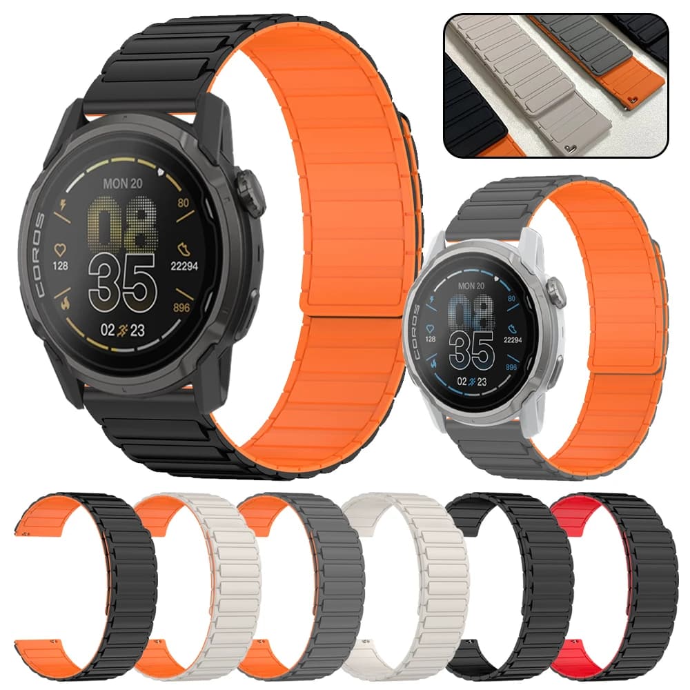 22mm Magnetic Silicone Sport Strap for COROS PACE Pro/3/APEX 2 Pro 46mm 4 42mm RACE 2/RUN SUUNTO Bracelet Replace Strap