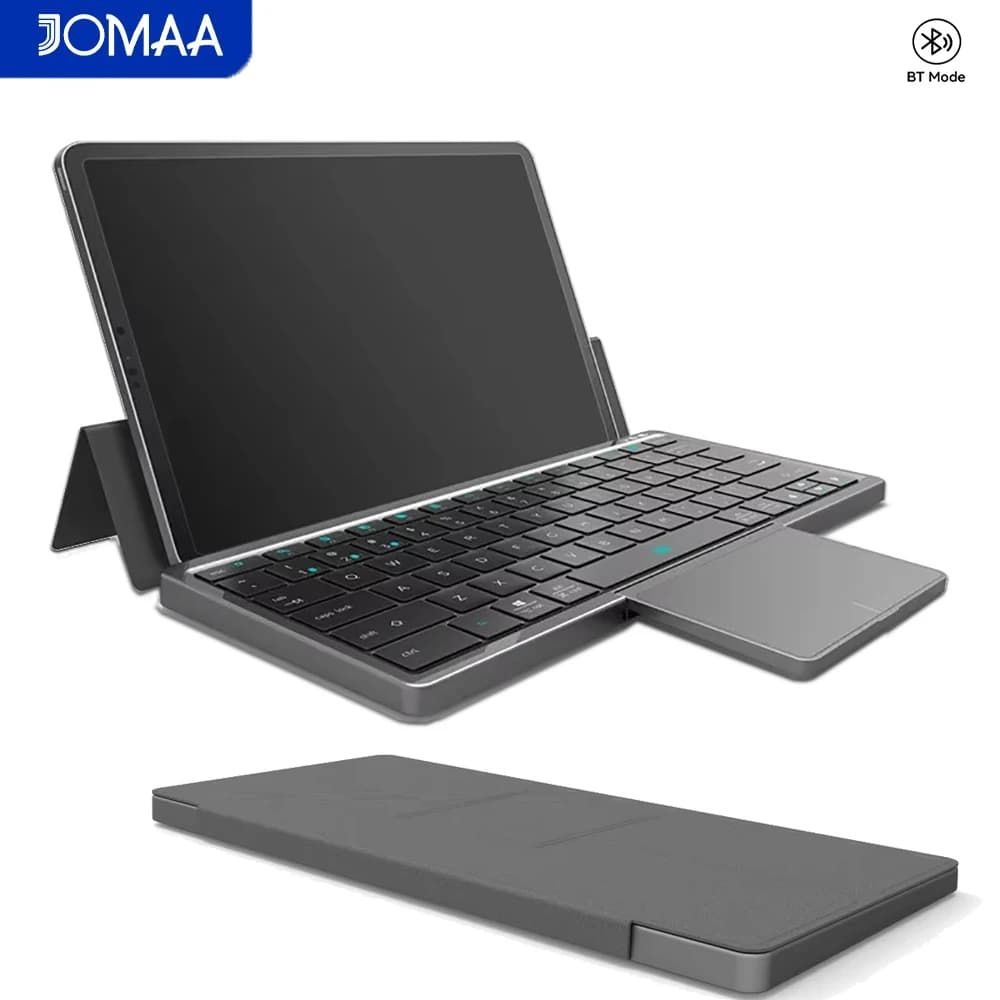 Tastiera touchpad wireless ricaricabile Tri-Bluetooth con supporto in pelle PU, tastiera da viaggio portatile a 78 tasti per Windows/Mac OS