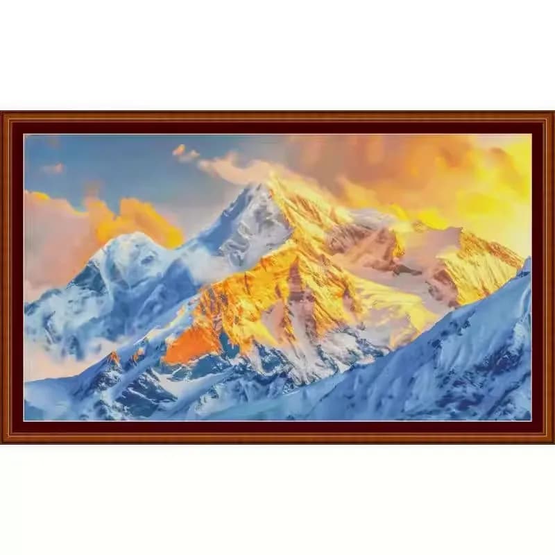 ZZ6798 Golden Mountain Shining in the Sun 14CT 16CT 18CT Printed On Canvas Cross Stitch DIY Set Needlework Embroidery 124 Colors