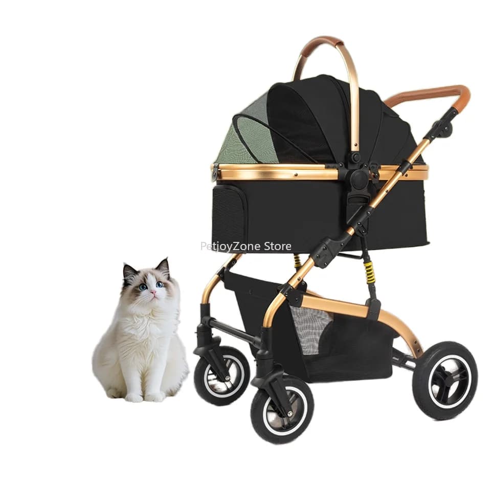 Comodo passeggino pieghevole in ferro a 4 ruote BAB WAY 1309-CT per cani e gatti, ideale per i viaggi e compatibile con le auto