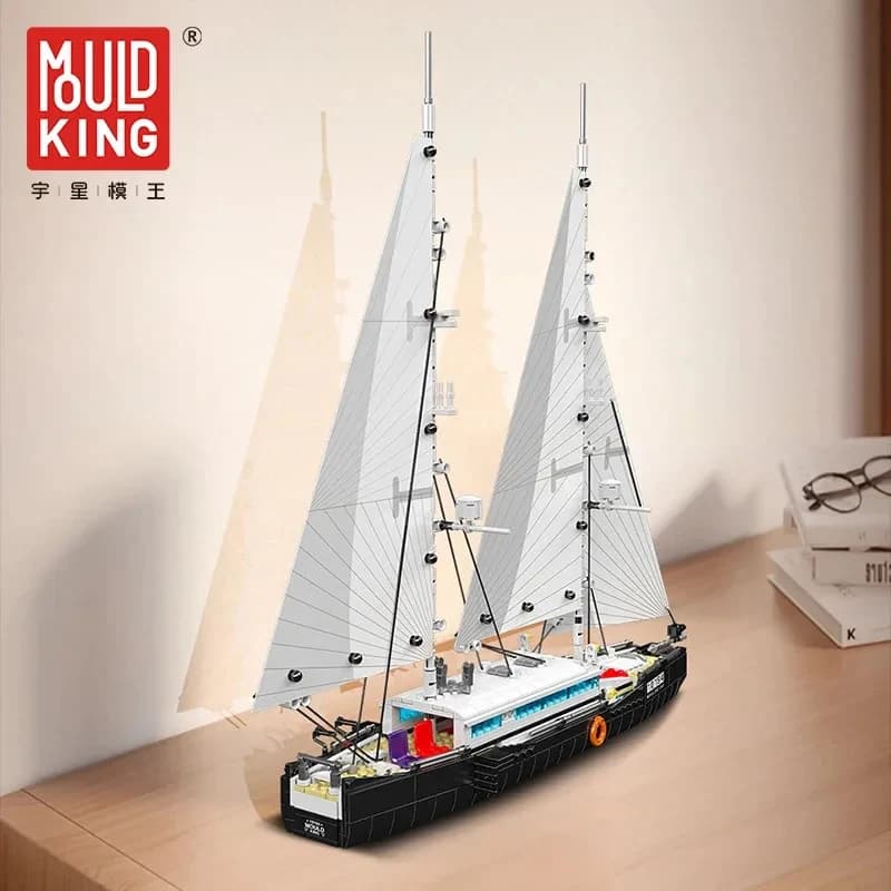 MOULD KING 893 Pezzi 10194 Blocchi da Costruzione Creativi Nave a Vela a Due Alberi Modello Moderno di Barca a Vela Giocattoli in Mattoncini per Bambini Regali