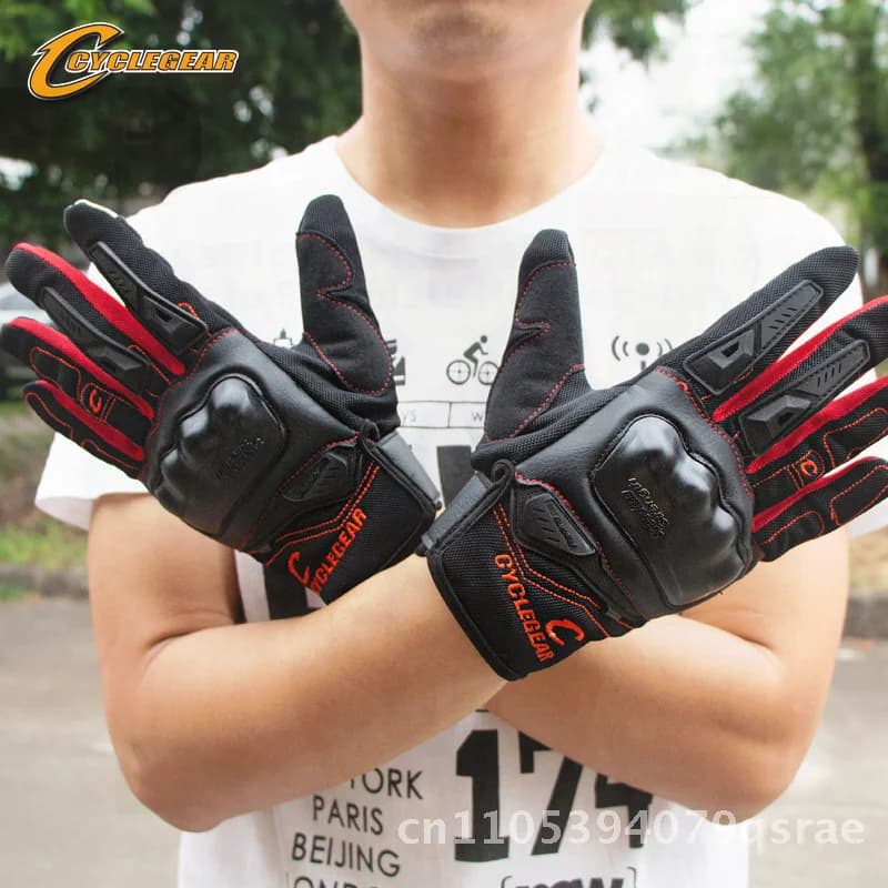 Guanti da corsa per motociclisti caldi antiscivolo e anticaduta Touch screen unisex Tessuto a rete traspirante con dita intere per uomini e donne