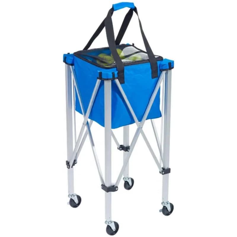 Carrello per insegnamento sportivo portatile Carrello per cestino per palline da tennis pieghevole in alluminio leggero con ruote