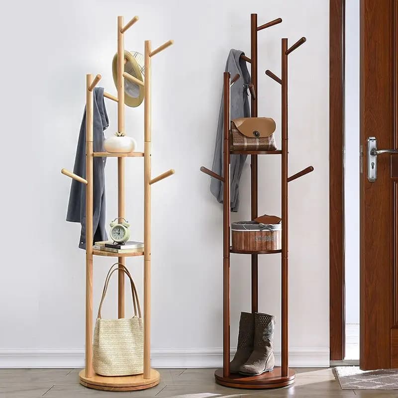 Furniture for home clothes hangers solid wood flooring bedroom for home use simple and modern creative remove rotating clothes rack
