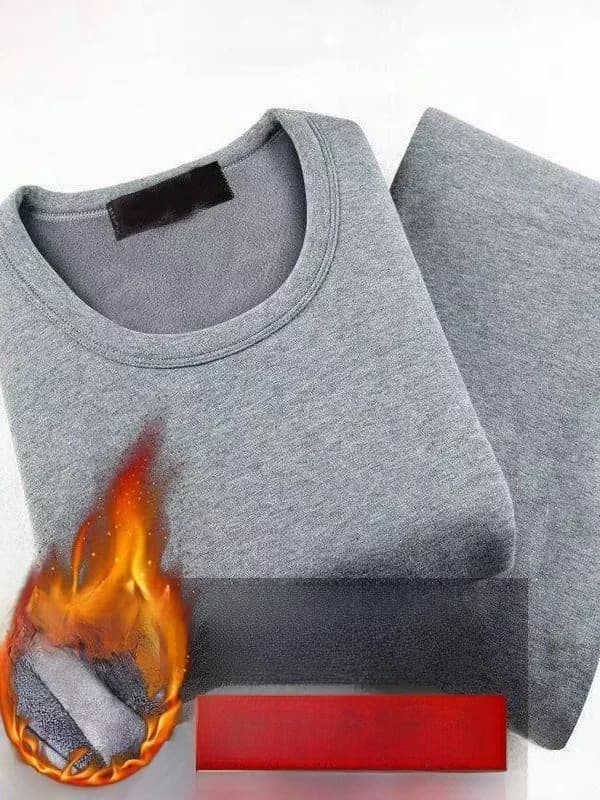Men's underwear set in thickened fleece, warm and fashionable, for autumn and winter, long sleeves, with round neck, comfortable for the house.