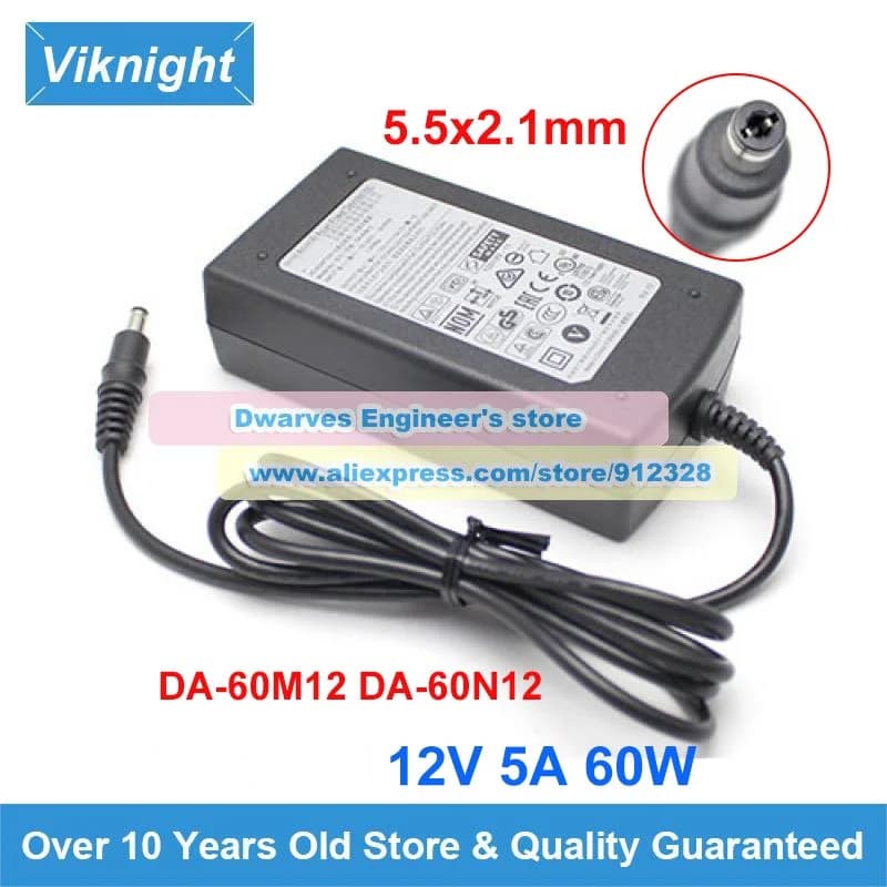 12V 5A 60W AC Adapter DA-60M12 Laptop Charger DA-60N12 Power Supply 5.5x2.1mm