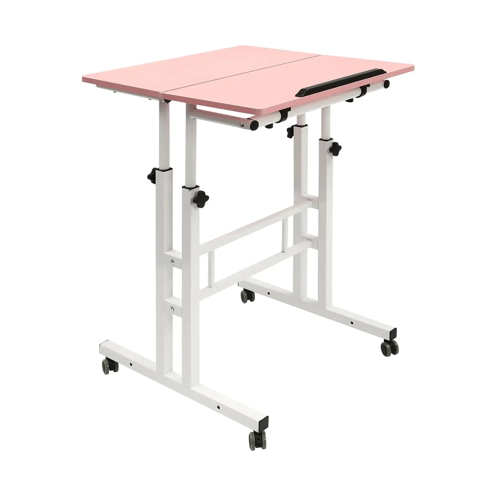 Scrivania per computer stand up, scrivania con rotelle ad altezza regolabile, scrivania stand up rettangolare, postazione di lavoro domestica, carrello per laptop da ufficio con Whe