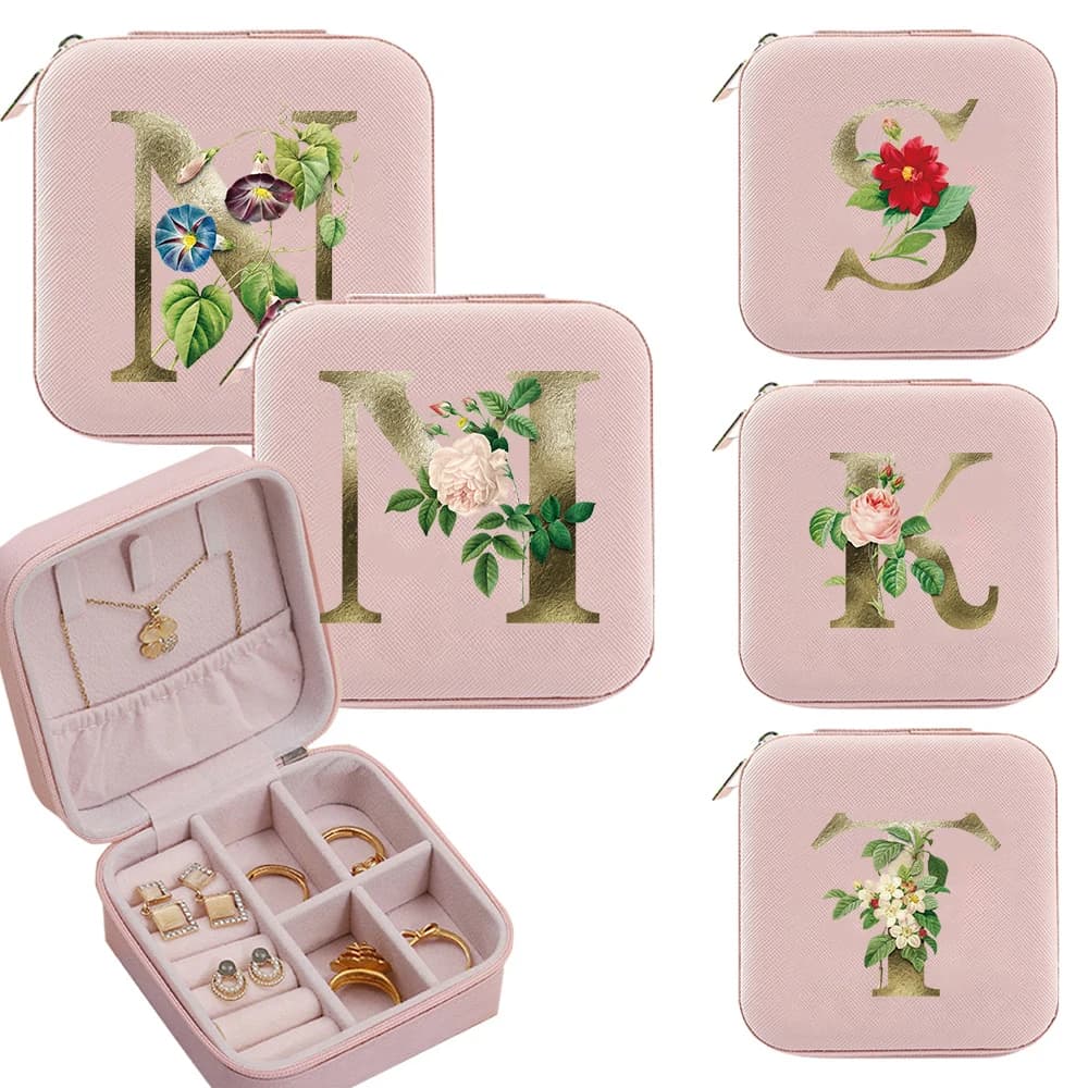 Earrings Necklace Storage Box Portable Jewelry Casket Classic Cosmetic Bag Fashion Rings Storage Boxs Golden Flower Series
