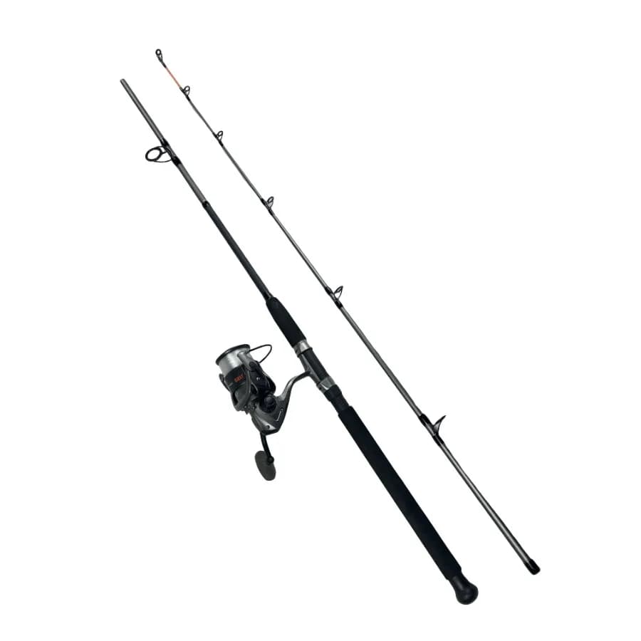 Canna da pesca e mulinello da spinning Grit Stick Combo, 7 piedi, azione medio-pesante, 2 pezzi, misura 5000, mulinello per mano sinistra/destra