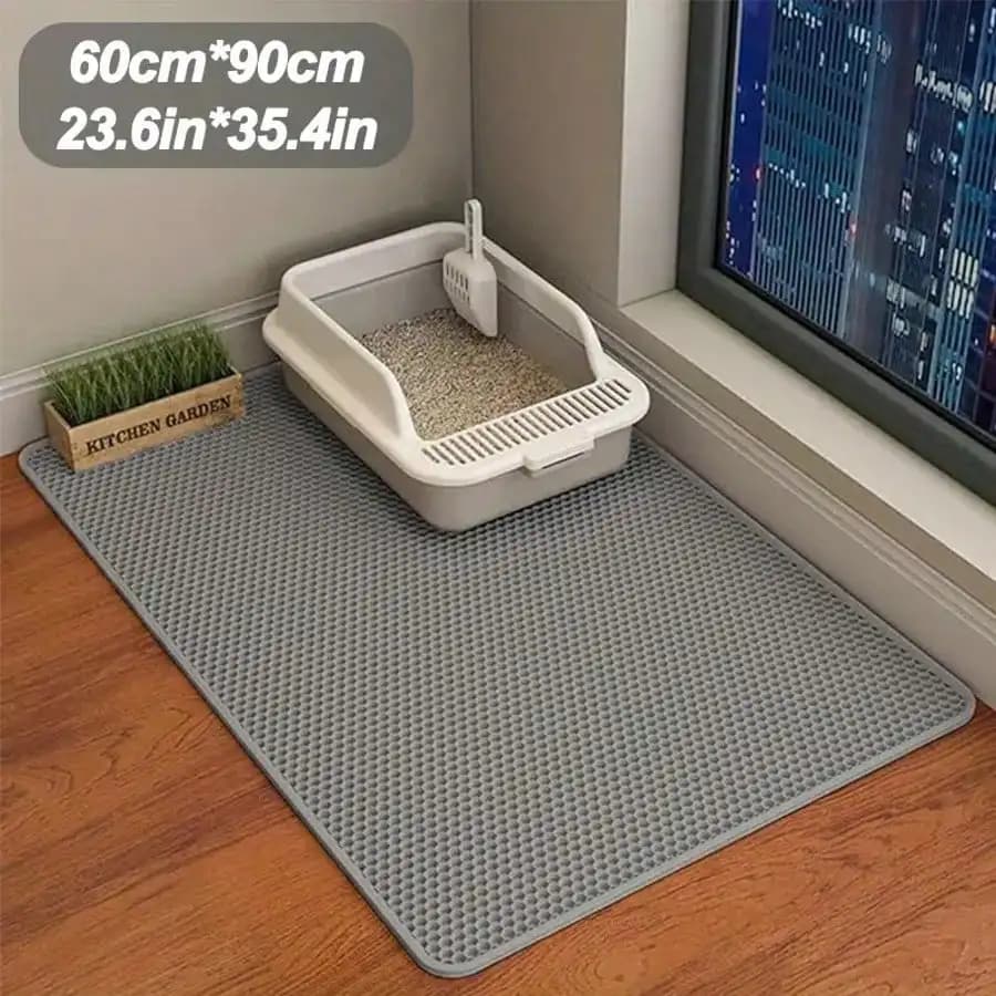 One Extra-Large Double-Layer EVA Cat Litter Mat Effectively Collects Litter, Easily Cleans, Reduced Waste, A Non-Slip, Washable Cat Cleaning Mat Suitable For Pet Toilets, Kennels, And Litter Boxes