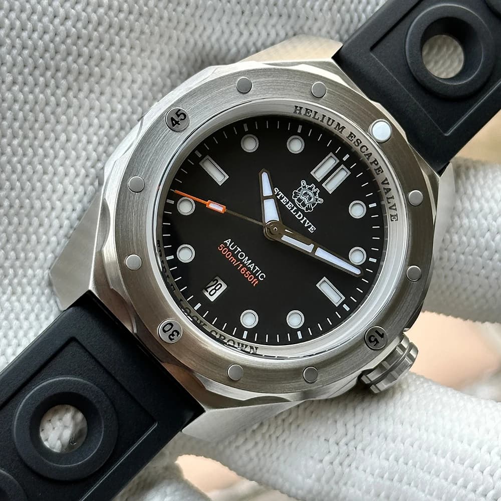 STEELDIVE Ufficiale Nuovo Modello SD1960 Cassa Grande 45mm Impermeabile 500M Lunetta in Acciaio Vetro Zaffiro NH35 Orologio Subacqueo Automatico da Uomo