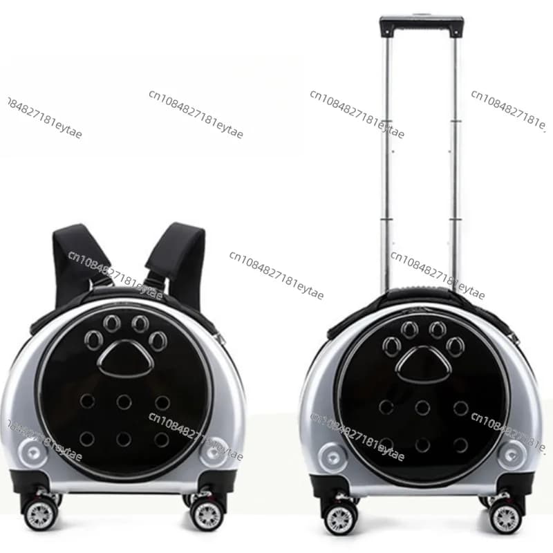 Clear Breathable Small Pet Trolley Shoulder Cat Bag Portable Carrier for Outdoor Journey Travel
