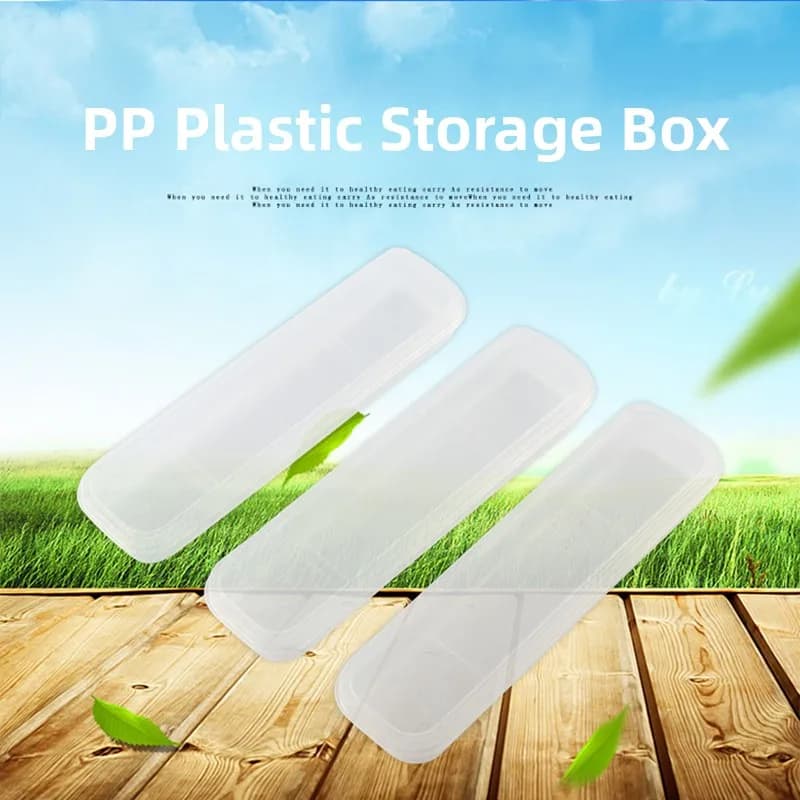 Contenitore Portatile in Plastica per Bambini, Scatola Porta Utensili da Pranzo per Viaggi e Scuola con Coperchio, Trasparente, per Bacchette e Cucchiaio