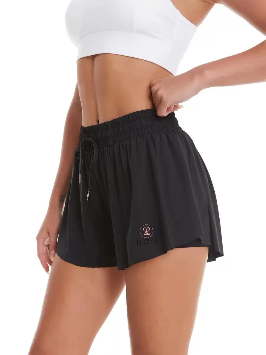 Women's Sports Shorts Elastic Drawstring Belt Lined Design Side Pocket Fitness Yoga Running Casual Wear Breathable Quick-Dry