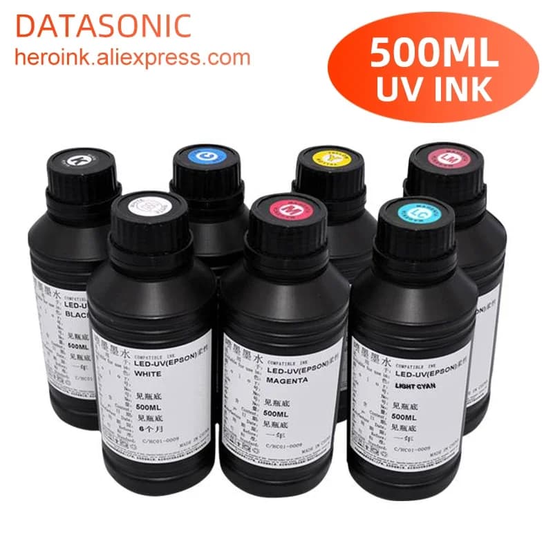 500ML LED Bottle UV Ink For Epson L800 L805 L1800 R290 R330 1390 1400 1410 UV Printer Ink UV Ink Ink Gloss Duro Soft Ink