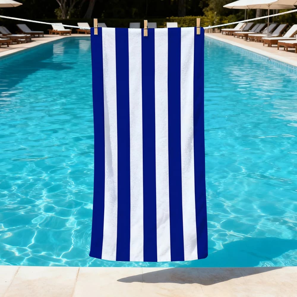 Asciugamano da spiaggia a righe verticali blu e bianche, per il corpo, sauna, viaggi, spa, accessori da bagno, spiaggia, campeggio, picnic