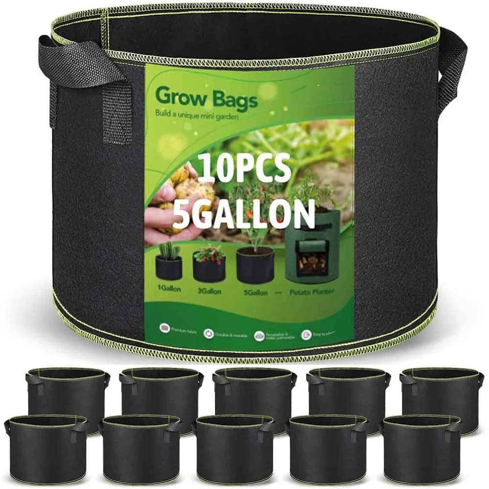 5/10PCS Plant Growing Bags Nonwoven Fabric Grow Bags Thickened Fabric Vases for Aeration with Handles