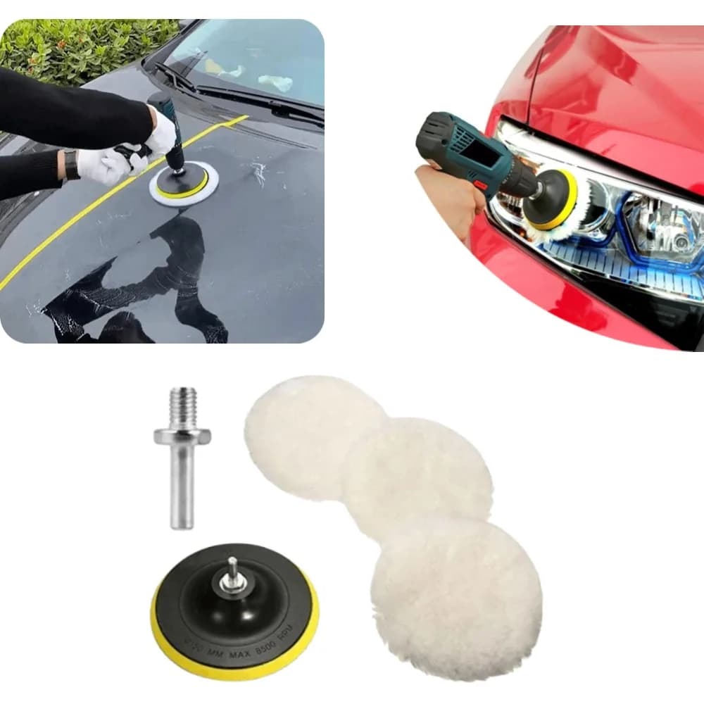 Kit per lucidatura da 4 pollici Tampone per lucidatura Disco in spugna per ceratura per auto Ruota in lana per lucidatrice per bellezza carrozzeria automatica Lavaggio per auto Gadget universale