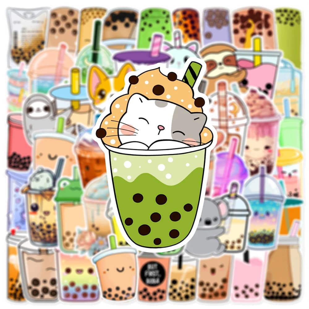 10/30/50PCS INS Stile Animale Sveglio Bubble Tè Adesivi Del Fumetto Bere Estetica Decorazione Della Decalcomania FAI DA TE di Cancelleria Del Telefono bottiglia d'acqua