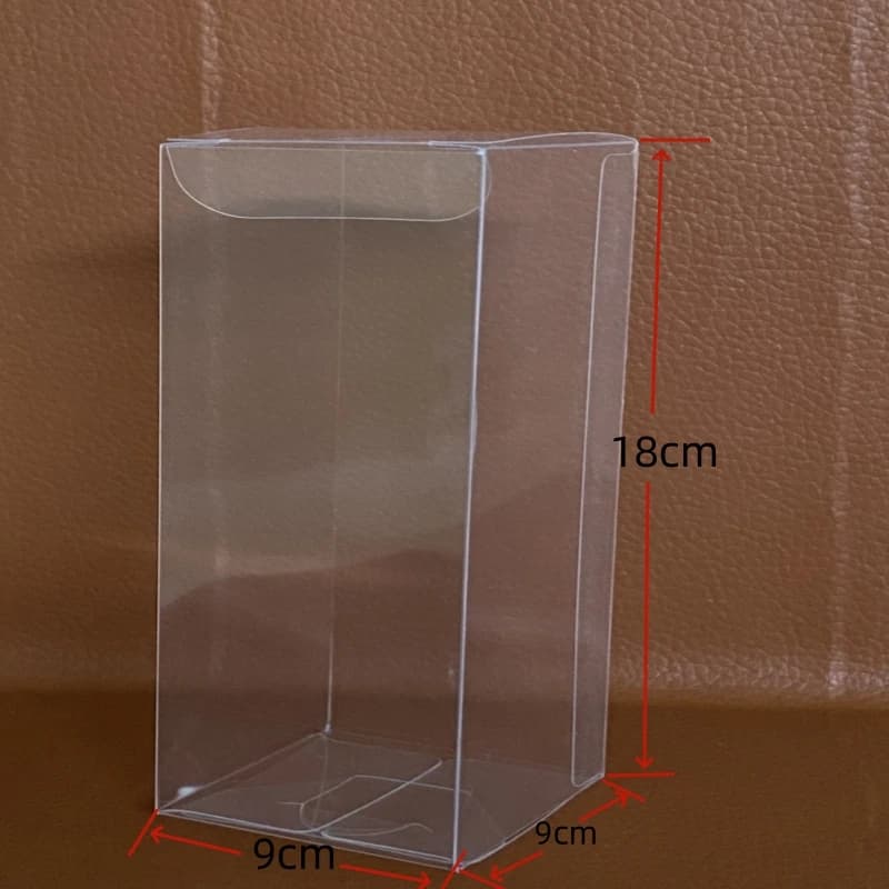 50 pezzi di scatole quadrate pieghevoli in plastica trasparente PET da 9X9X18 cm (3,54X3,54X7,09 pollici) in PVC per confezioni regalo e bambole, trasparenti