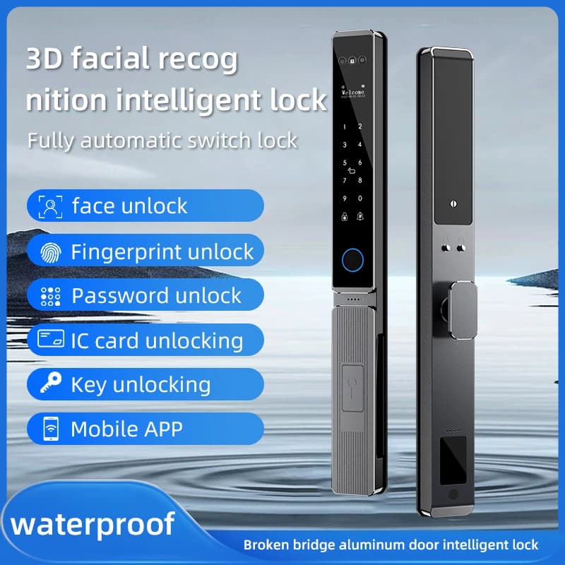 Tuya WiFi Smart Electronic Lock Narrow Type Waterproof Facial Recognition Lock Fingerprint RFID Code Keyless Door Lock