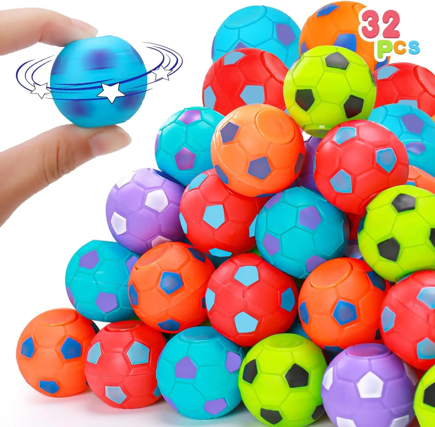 32 Pezzi di Giocattoli Fidget Spinner a Forma di Pallone da Calcio per Regali per Feste per Bambini, Riempitivi per Uova di Pasqua, Regali di Compleanno