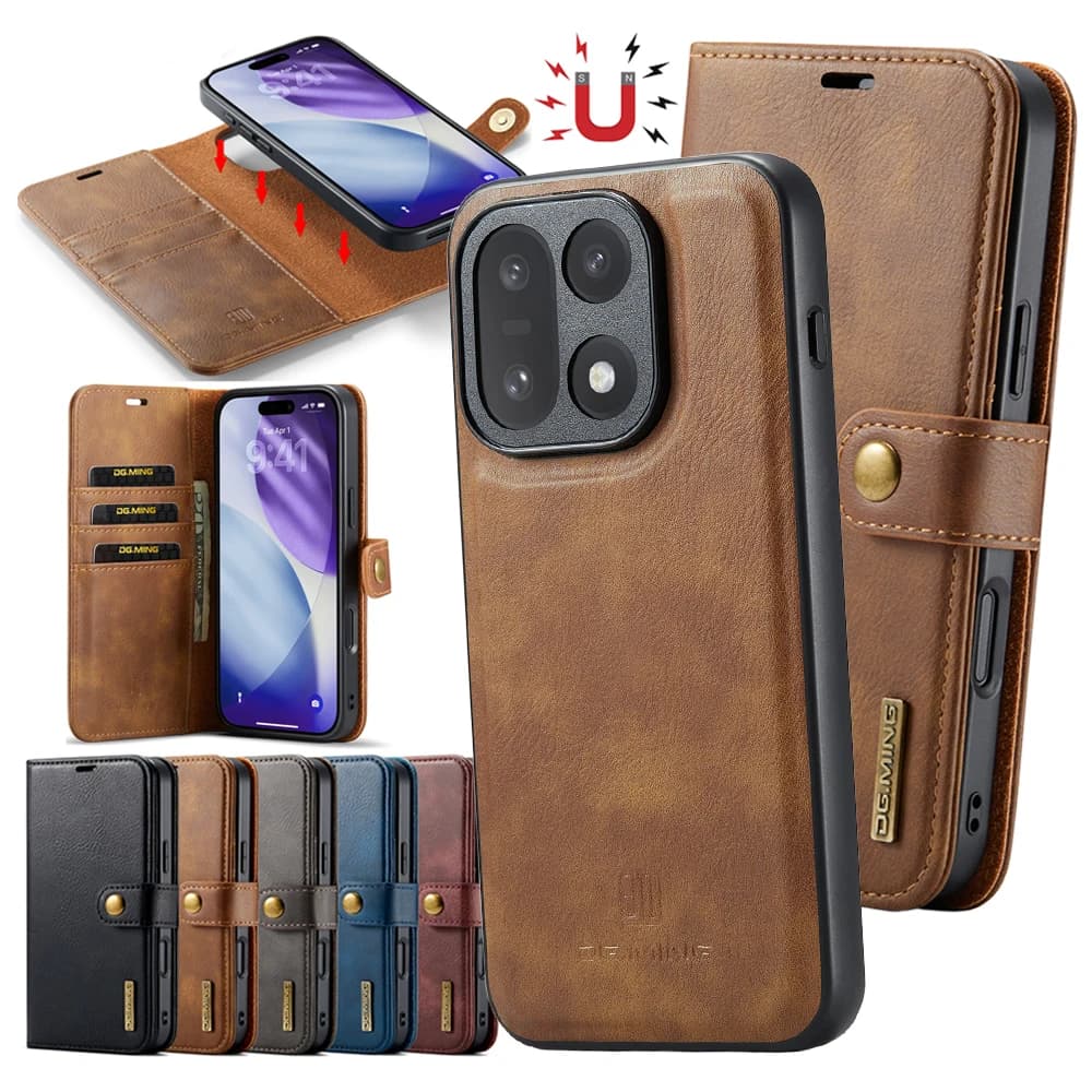 2 in 1 Magnetic Flip Leather Case for One Plus OnePlus 11 12 13 15 1+11 1+12 1+13 1+15 Wallet Cards Slots Holder Phone Cover