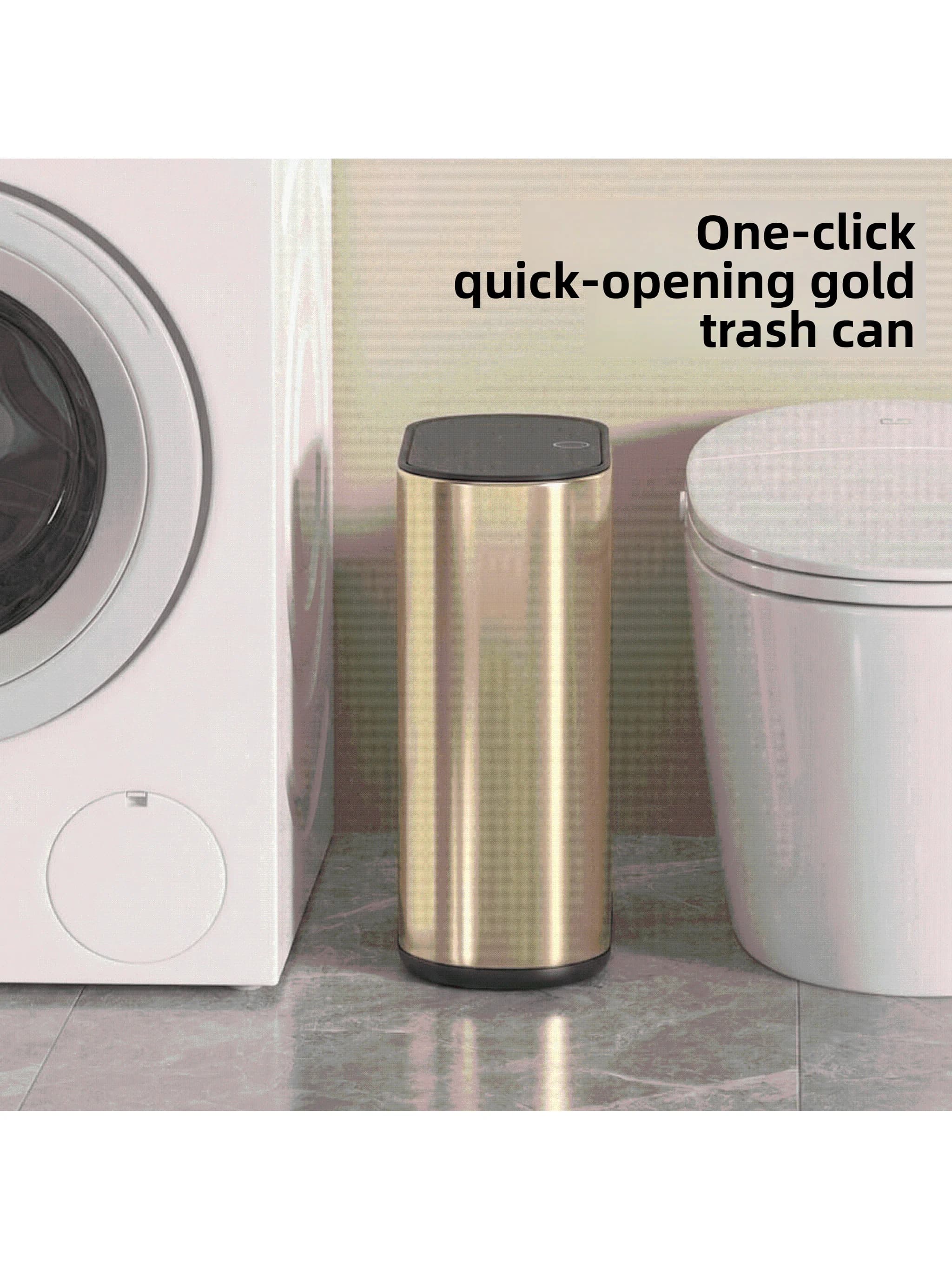 Cestino Moderno Minimalista per Bagno, Stretto, con Apertura a Pressione, per Camera da Letto, Cucina, Soggiorno, Toilette, Elegante e Silenzioso