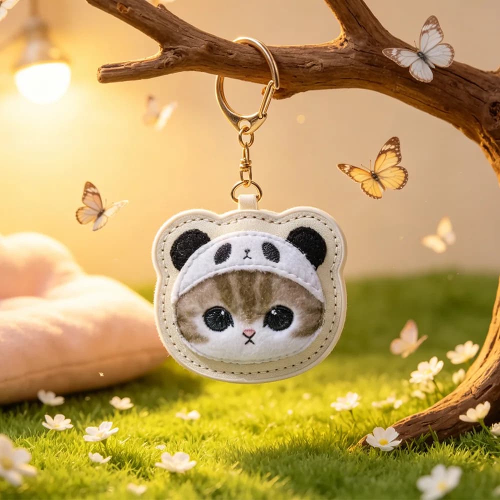 Cartoon Mofusand Shark Cat Leather Towel Embroidery Keychain Anime Peripheral Backpack Pendant Zipper Accessories Friends Gift