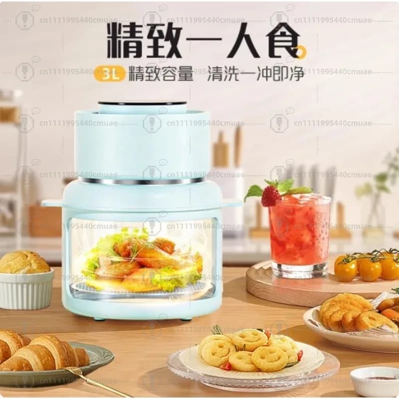 Visual Air Fryer 220V/3L High Borosilicate Glass Uncoated Foldable Smart Multi-cooker Home Appliance