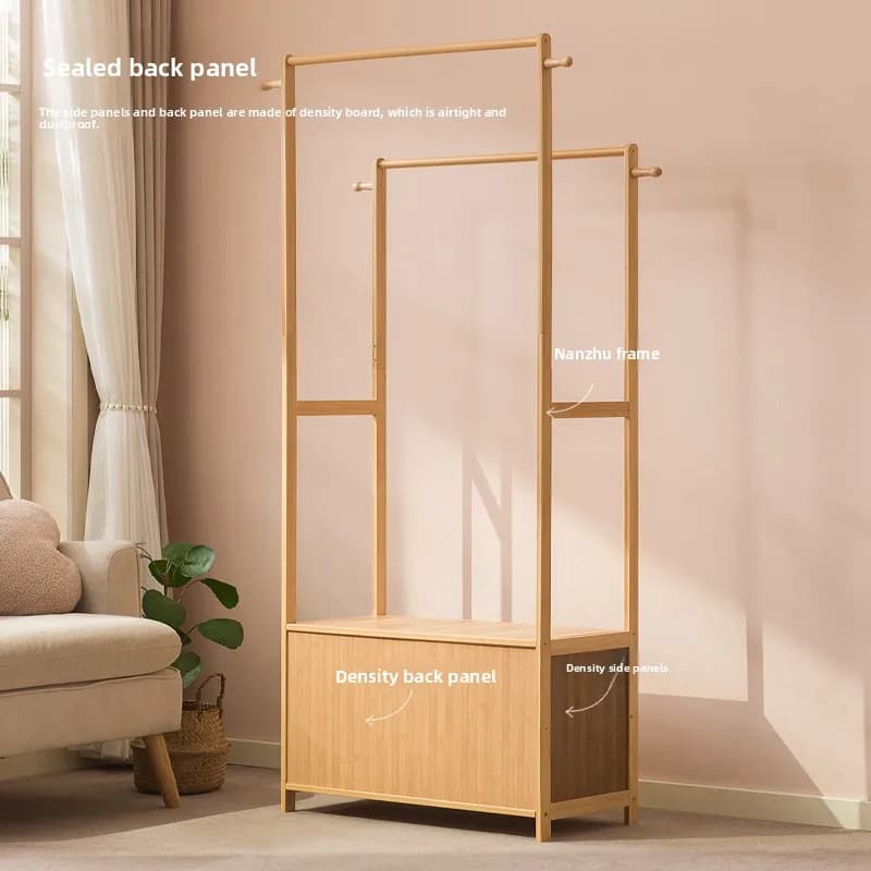 New ceiling floor coat hangers for bedroom, integrated double layer anti-dust cabinet, clothes rack