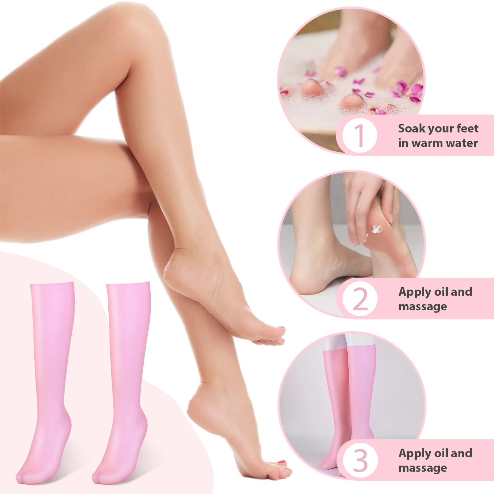 Calzini in Silicone per la Cura dei Piedi, Anti-Screpolature, Idratanti, Morbidi, Esfolianti, Comodi per Spa Domestica