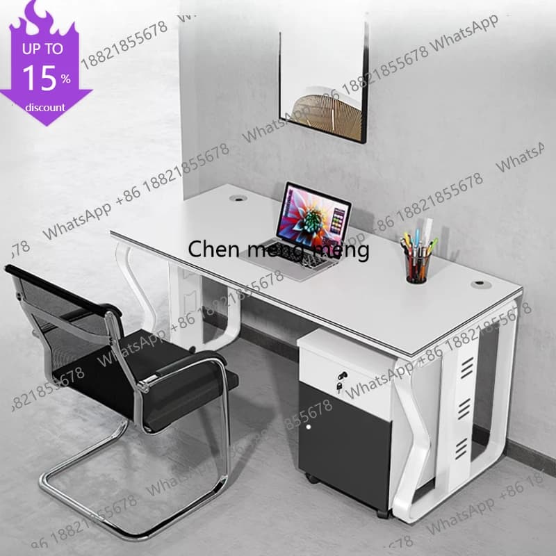Office Desk G153 Unique and unusual, European Style, for Gaming and Monitor, Modern Office Desk Adjustable in Height, Luxurious Metal Workplace, Escritorio Furni