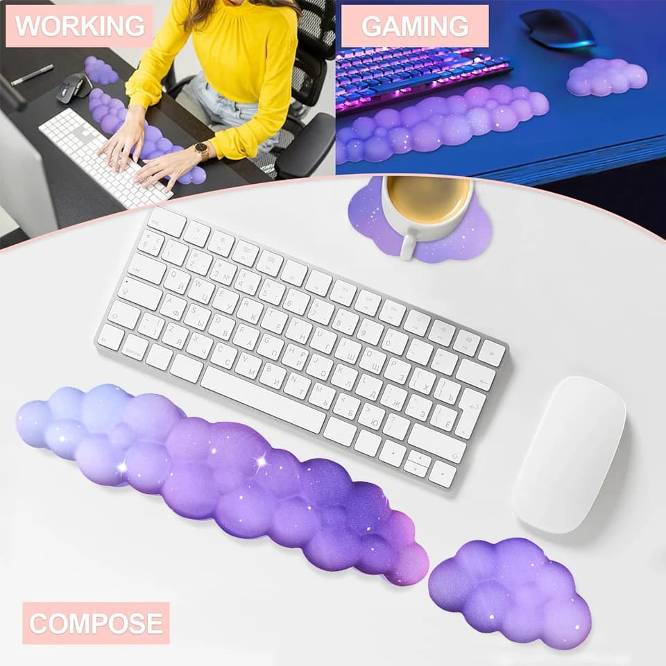 Tappetino per mouse con poggiapolsi tastiera nuvola antiscivolo memory foam desktop office gamer mouse poggiapolsi