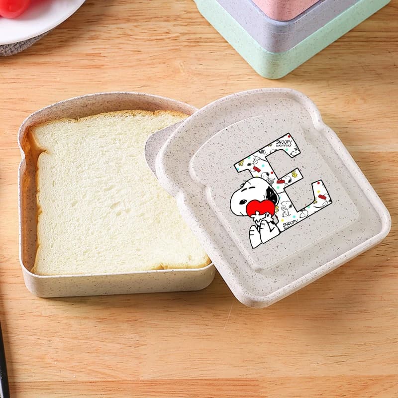 Kawaii Snoopys Bread Lunch Box for Kids Anime Letter A-Z Food Storage Containers Student School Picnic Sandwich Bento Cases Gift