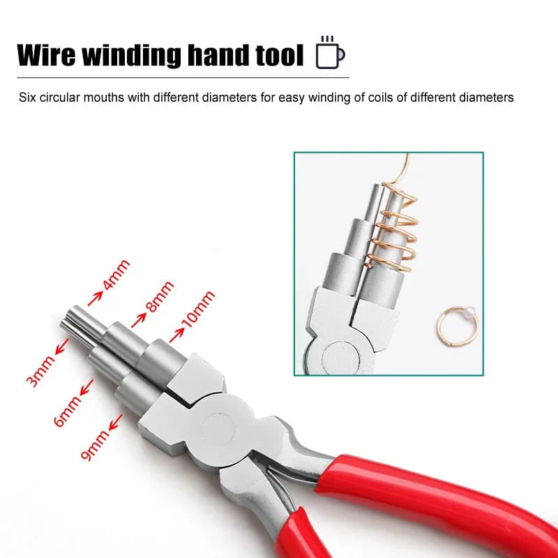 1Pcs Iron Wire Looping Jewelry Pliers 6-in-1 Bail-Making Pliers With Grip Handle For DIY Ring Making Loops And Jump Rings Tools
