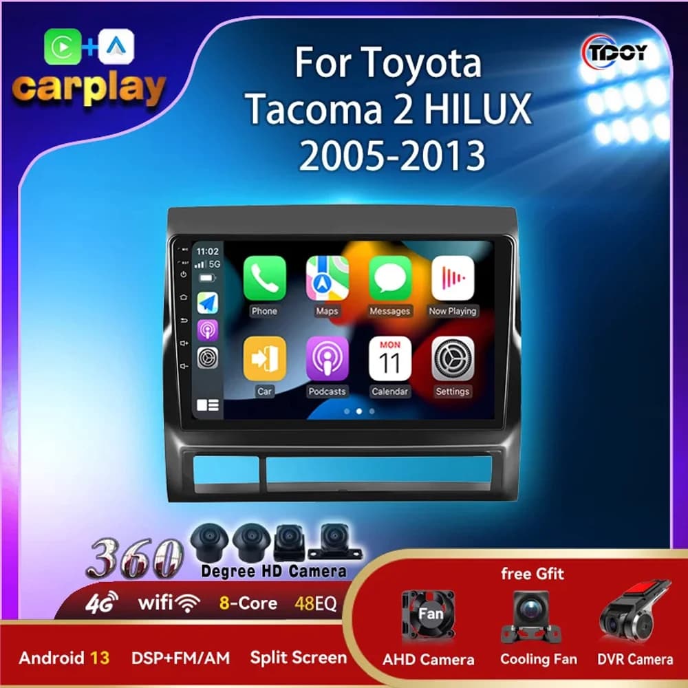 Auto Audio Per Toyota Tacoma 2 HILUX 2005-2013 Android Auto Carplay 2Din Auto Video Stereo Multimediale Bluetooth Senza Fili 4G WIFI