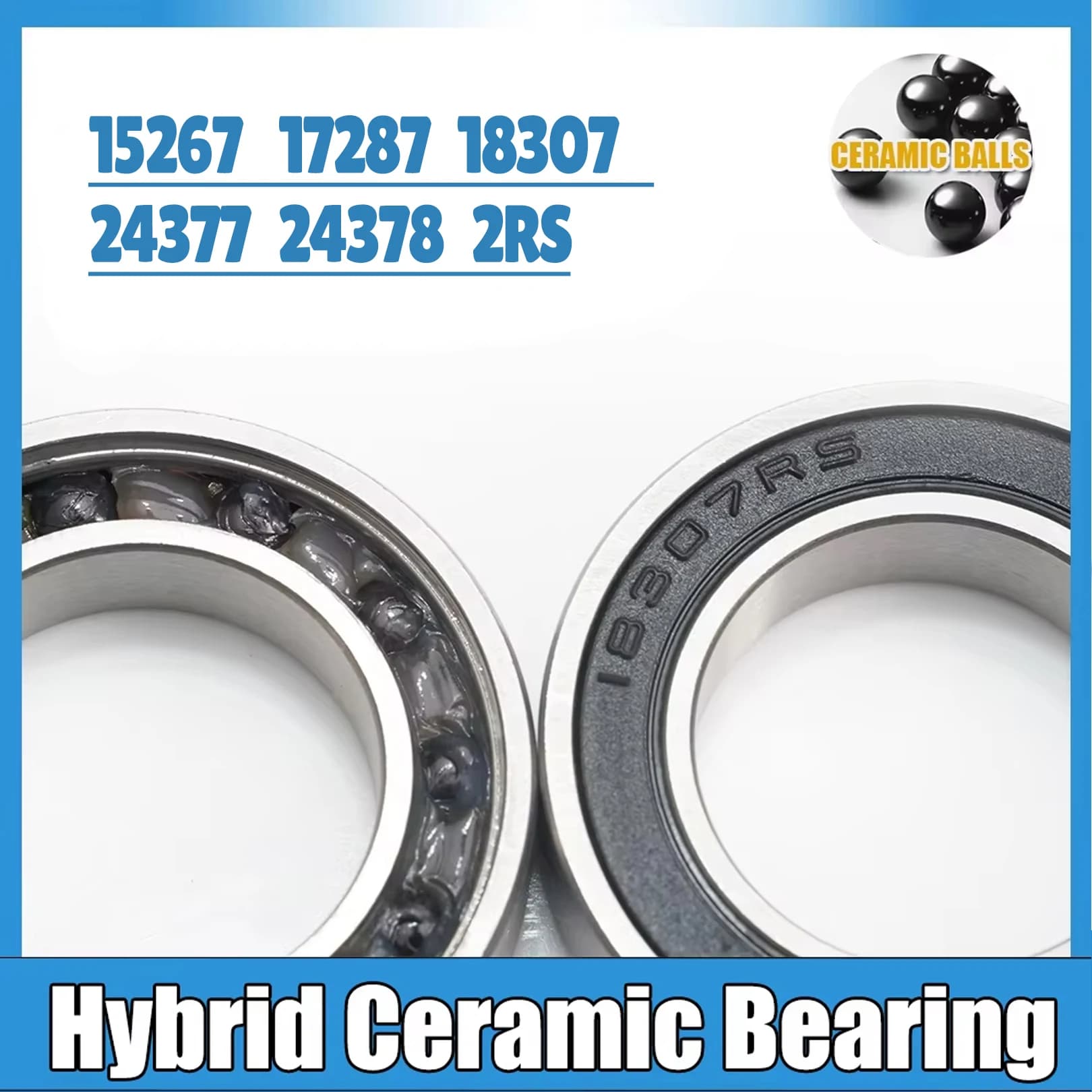 2 Pezzi 15267 17287 18307 24377 24378 RS 15*26*7 17*28*7 18*30*7 24*37*7 mm Cuscinetto Ibrido a Sfera in Ceramica 2RS per Movimento Centrale Bicicletta